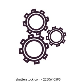 Gears and cogs vector. Mechanism wheels logo flat design. Cogwheel concept template.