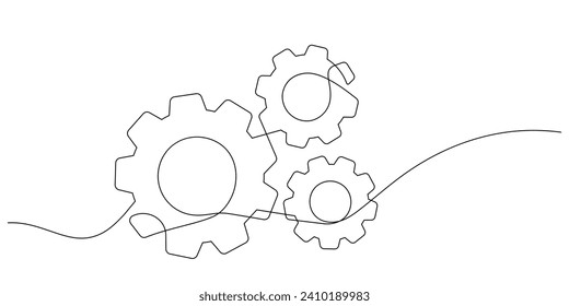 gears cogwheel continuous one line drawing minimalism mechanical engineering concept thin line illustration vector business metaphor concept