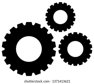 Gears, cogwheels flat vector symbol as manufacturing, mechanical, repair teamwork icon