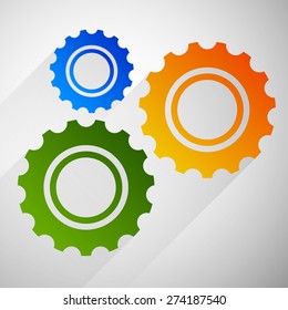 Gears, cogwheels icon, graphics for maintenance, repair, manufacturing and development concepts.