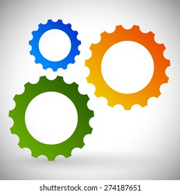 Gears, cogwheels icon, graphics for maintenance, repair, manufacturing and development concepts.