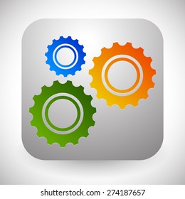 Gears, cogwheels icon, graphics for maintenance, repair, manufacturing and development concepts.