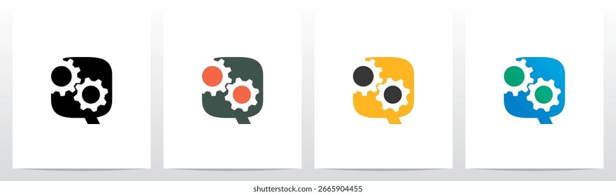 Engranajes Ruedas dentadas Par En Letra Diseño De Logotipo Inicial Q