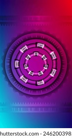 Gears and coil illustration with red purple and cyan gradient mesh background nice for wallpaper your smart phone