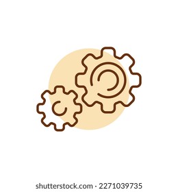 Gears color line icon. Technical works. Download process. System update.