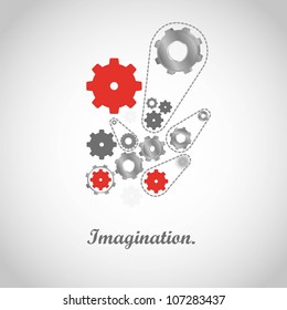 gears of colors isolated on gray, vector illustration