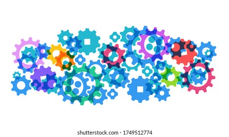 Gears colors in Progress., icon, vector Isolated illustration