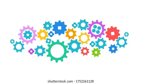 Gears colors in Progress., icon, vector Isolated illustration