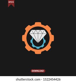 gears combine diamond concept logo vector design