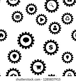 Gears and computer icons. Seamless vector EPS 10 pattern