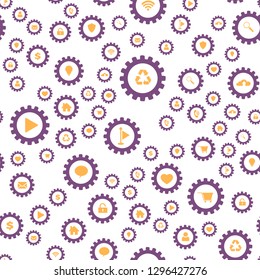 Gears and computer icons Seamless vector EPS 10 pattern