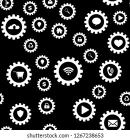 Gears and computer icons. Technology web concept Seamless vector EPS 10 pattern