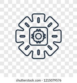 Gears concept vector linear icon isolated on transparent background, Gears concept transparency concept in outline style