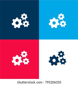 Gears configuration tool four color material and minimal icon logo set in red and blue