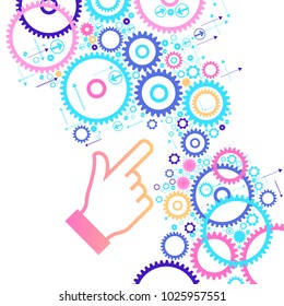 Gears controlled by people. Business process concept. Importance of key business leader in the team. 