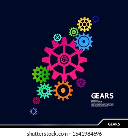 Gears creative idea set for business vector illustration.