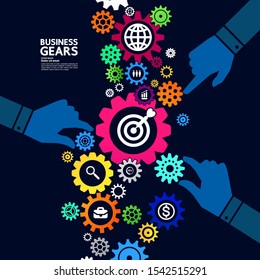 Gears creative idea set for business vector illustration.