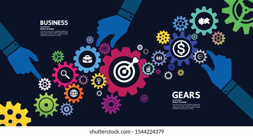Gears creative idea set for business vector illustration.