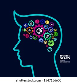 Gears creative idea set for business vector illustration.