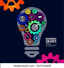 Gears creative idea set for business vector illustration.