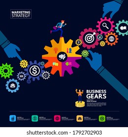 Gears creative idea set for business vector illustration.