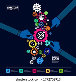 Gears creative idea set for business vector illustration.