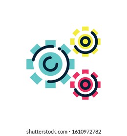 Gears design, construction work repair machine part technology industry and technical theme Vector illustration