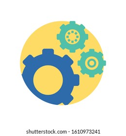 Gears design, construction work repair machine part technology industry and technical theme Vector illustration