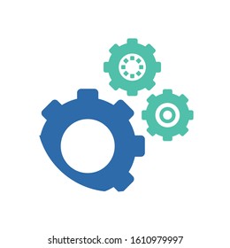 Gears design, construction work repair machine part technology industry and technical theme Vector illustration