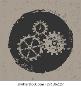 Gears design on grunge background, grunge vector