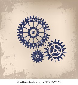 Gears design on old background,vector