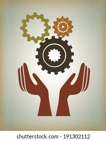 Gears design over beige background, vector illustration