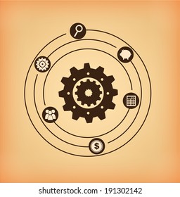 Gears design over beige  background, vector illustration