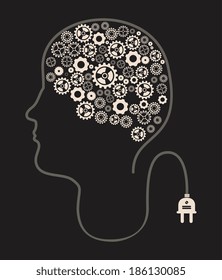 Gears design over black background, vector illustration