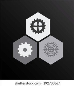 Gears design over black background, vector illustration