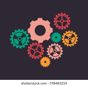 Zahnraddesign auf schwarzem Hintergrund, Vektorgrafik