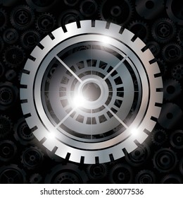 Gears design over black background, vector illustration