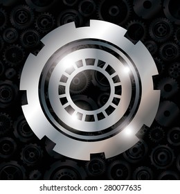 Gears design over black background, vector illustration