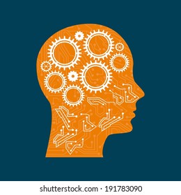 Gears design over blue background, vector illustration