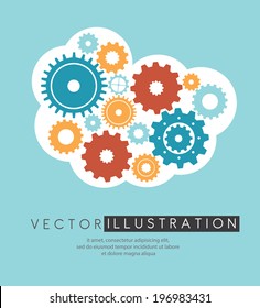 Gears design over blue background, vector illustration
