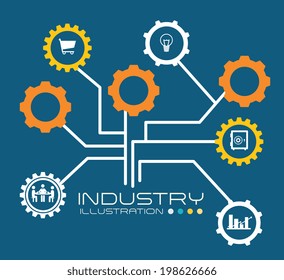 Gears design over blue background, vector illustration