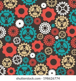 Gears design over brown background, vector illustration