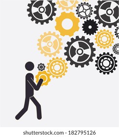 Gears design over gray background, vector illustration