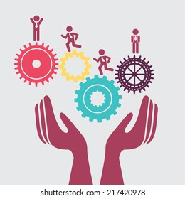 gears design over gray  background vector illustration
