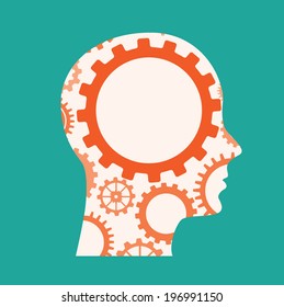 Gears design over green background, vector illustration