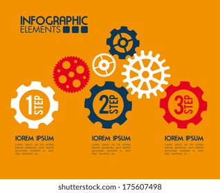 gears design over orange background vector illustration