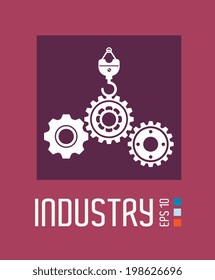 Gears design over purple background, vector illustration