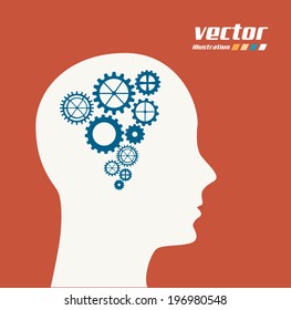 Gears design over red background, vector illustration