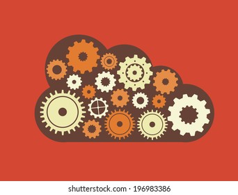 Gears design over red background, vector illustration