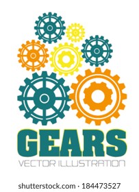 Gears design over white background, vector illustration